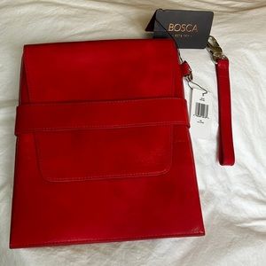 NWT Bosca red leather iPad case